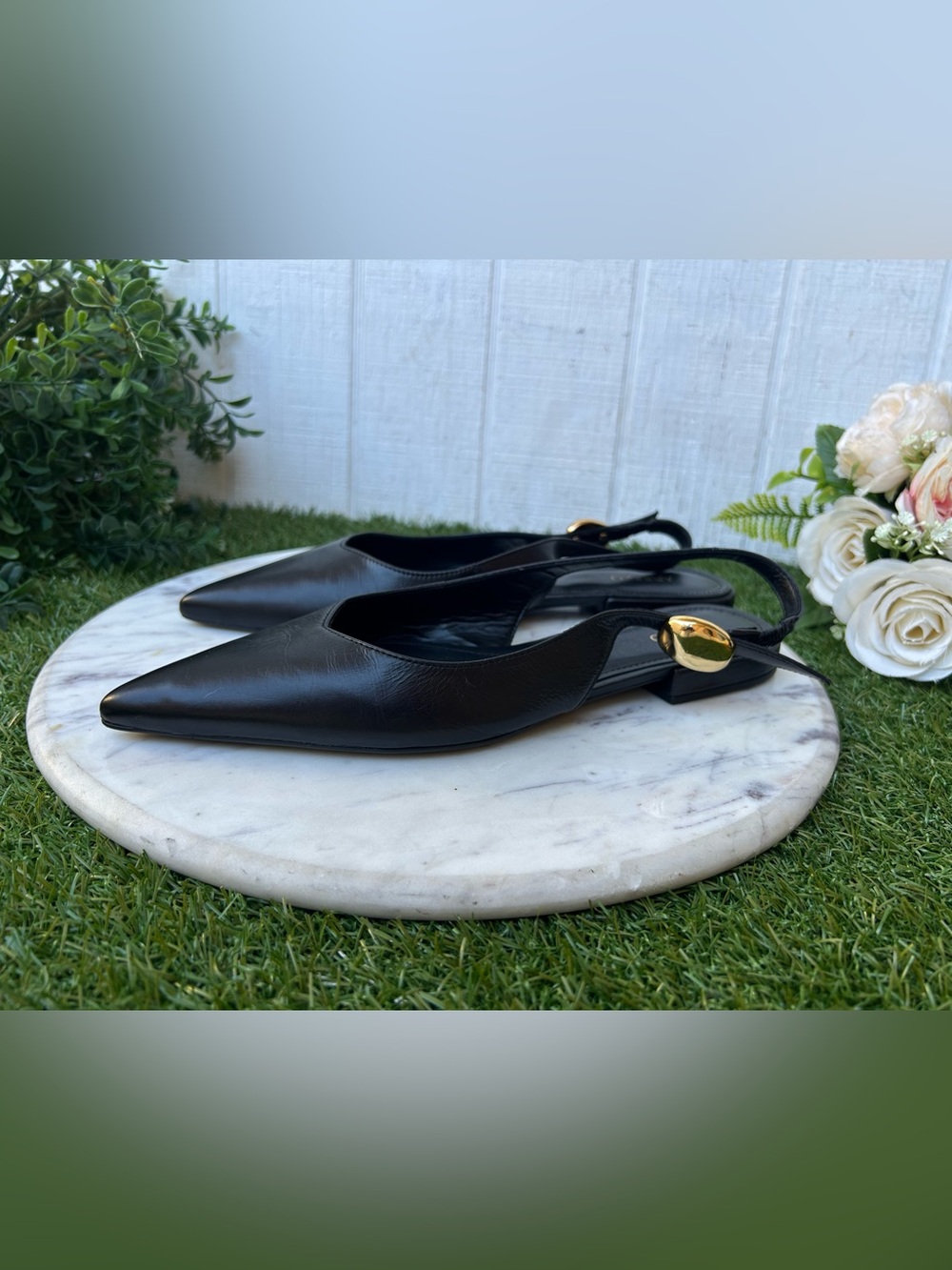 Arezzo Farrah Ballet Leather Flat in Black women size 8 gently used - Picture 10 of 16